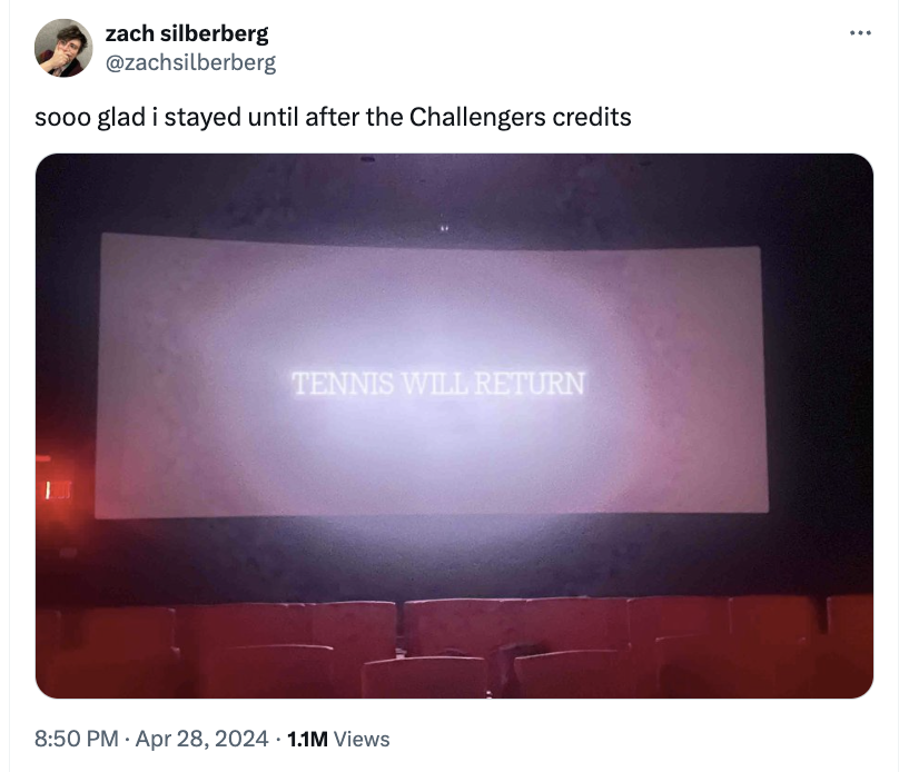 led-backlit lcd display - zach silberberg sooo glad i stayed until after the Challengers credits Tennis Will Return 1.1M Views
